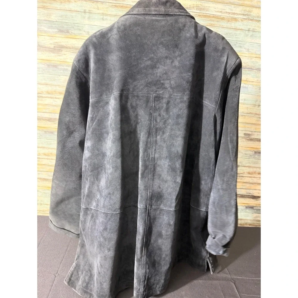 Jessica Holbrook Suede Leather Jacket 2X Black Excellent Plus Size Button‎ Coat